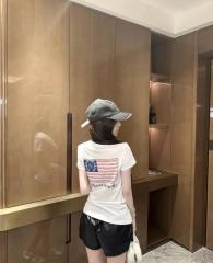 1:1 quality version Horseshoe USA Flag Neck Print Tee 2 colors for girls 29306369