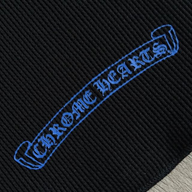 1:1 quality version Blue Horseshoe Ring Script Letter Surrounded Waffle Knit Long Sleeve Tee for girls 2 colors 29426191