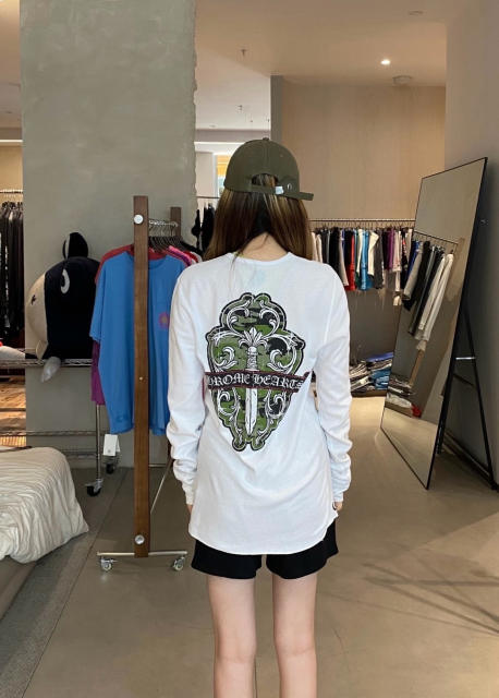 1:1 quality version Green Sword Vine Print Waffle Slim‑Fit Long Sleeve Tee for girls 29426184