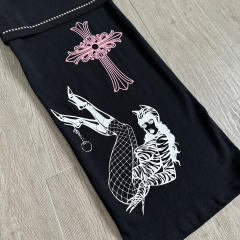 1:1 quality version Cross Cartoon Girl Slogan Print Drawstring Wide Leg Sweat Pants for girls 29456654