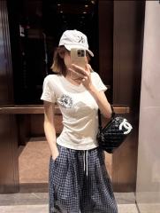 1:1 quality version Horseshoe USA Flag Neck Print Tee 2 colors for girls 29306369
