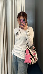 1:1 quality version Green Sword Vine Print Waffle Slim‑Fit Long Sleeve Tee for girls 29426184