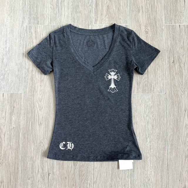 1:1 quality version Window Grille Cross Print On Back V Neck Tee for girls 29306363