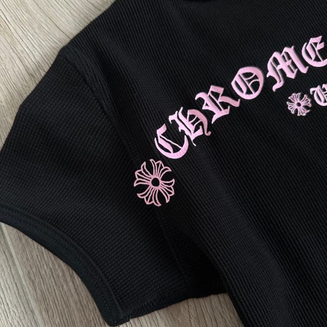 1:1 quality version Chest Scroll Arc Pink Gothic Letter Print Waffle Knit Cropped Tee for girls 29426256