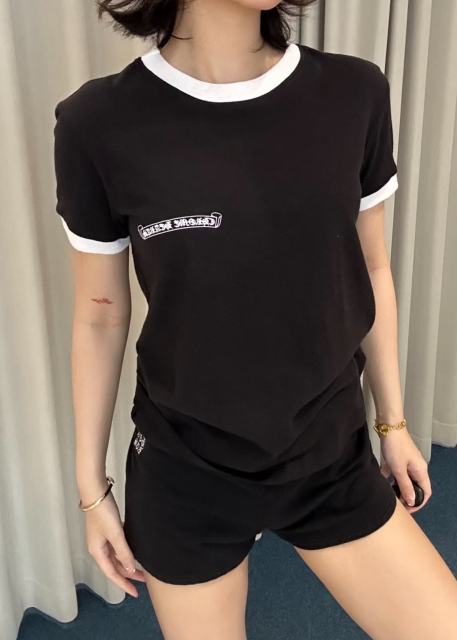 1:1 quality version Color Block Banner Horseshoe Ladies Print Tee 5 colors 29334586