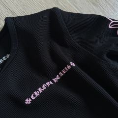 1:1 quality version Pink Gothic Letter Dual Sleeve Floral Print Waffle Knit Cropped Long Sleeve Tee for girls 29426247
