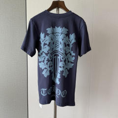 1:1 quality version Vintage Navy Blue Tokyo Vine Dagger Print Crew Neck Slim tee for girls 29392329