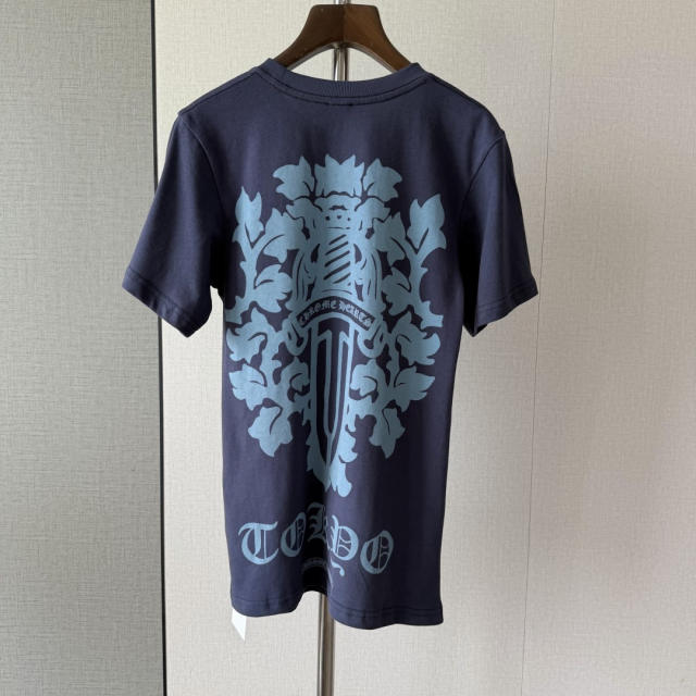 1:1 quality version Vintage Navy Blue Tokyo Vine Dagger Print Crew Neck Slim tee for girls 29392329