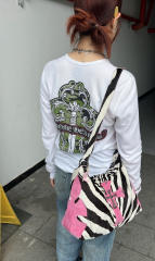 1:1 quality version Green Sword Vine Print Waffle Slim‑Fit Long Sleeve Tee for girls 29426184