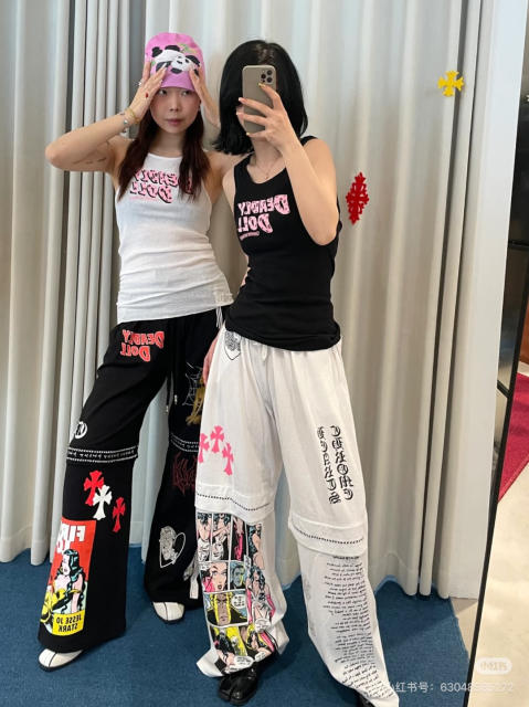 1:1 quality version Cross Cartoon Girl Slogan Print Drawstring Wide Leg Sweat Pants for girls 29456654