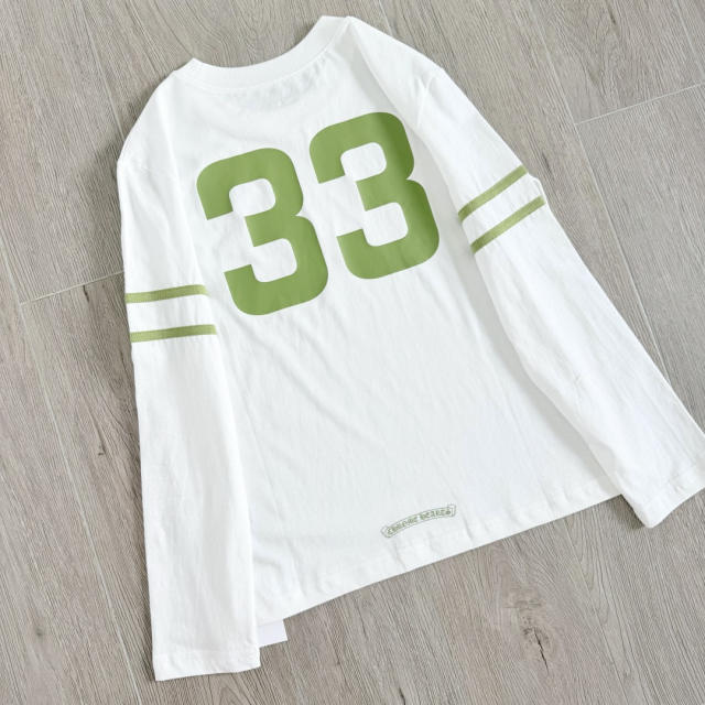 1:1 quality version Number Horseshoe Print Color Block Thin Breathable 3/4 Sleeve Long Sleeve T-Shirt  3 colors for girls 29380260