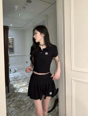 1:1 quality versionCross Jacquard All Over Print Polo T-Shirt & Pleated Skirt Set For Girls 29380185