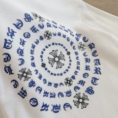 1:1 quality version Blue Horseshoe Ring Script Letter Surrounded Waffle Knit Long Sleeve Tee for girls 2 colors 29426191