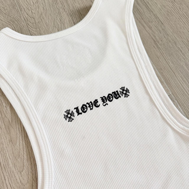 1:1 quality version Heart Vine Pattern White Limited Edition Print Vest Classic Vintage Sleeveless Top For Girls 29380178