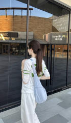 1:1 quality version Number Horseshoe Print Color Block Thin Breathable 3/4 Sleeve Long Sleeve T-Shirt  3 colors for girls 29380260