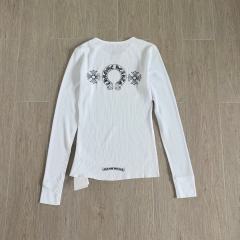 1:1 quality version Horseshoe‑Ring Cross‑Flower‑Slogan‑Prin Waffle Knit Long Sleeve Tee for girls 2 colors 29426217