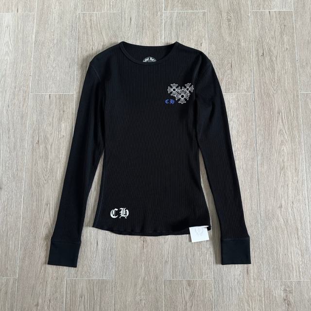 1:1 quality version Blue Horseshoe Ring Script Letter Surrounded Waffle Knit Long Sleeve Tee for girls 2 colors 29426191