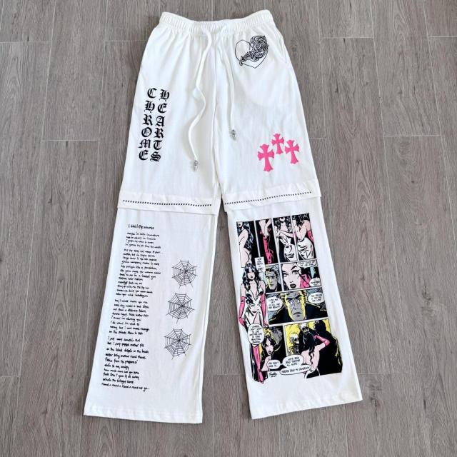 1:1 quality version Comic Figure Spider Web Cross Print Drawstring Wide Leg Sweat Pants for girls 29456663