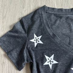 1:1 quality version Pentagram Sanskrit Slogan V Neck Print Tee for girls 29306366