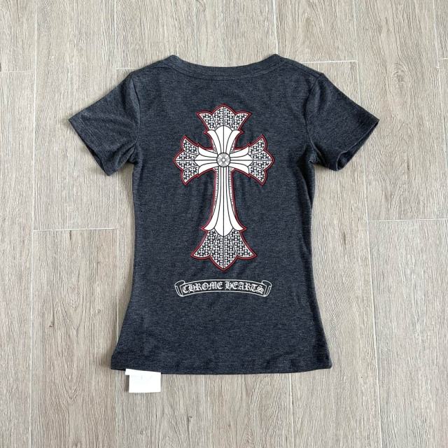 1:1 quality version Window Grille Cross Print On Back V Neck Tee for girls 29306363