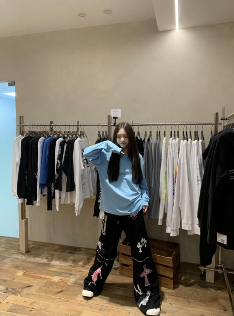 1:1 quality version Cross Cartoon Girl Slogan Print Drawstring Wide Leg Sweat Pants for girls 29456654