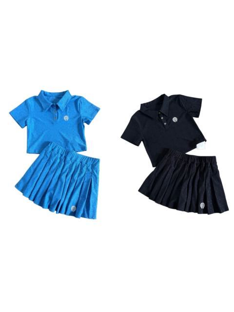 1:1 quality versionCross Jacquard All Over Print Polo T-Shirt & Pleated Skirt Set For Girls 29380185