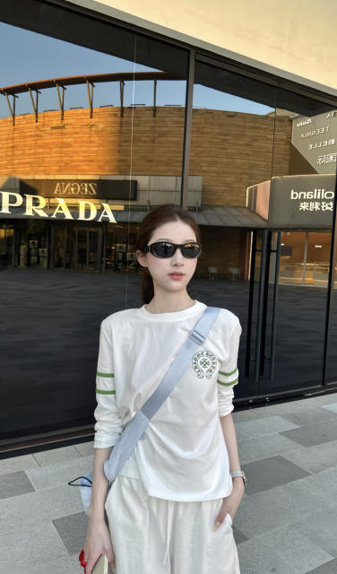 1:1 quality version Number Horseshoe Print Color Block Thin Breathable 3/4 Sleeve Long Sleeve T-Shirt  3 colors for girls 29380260