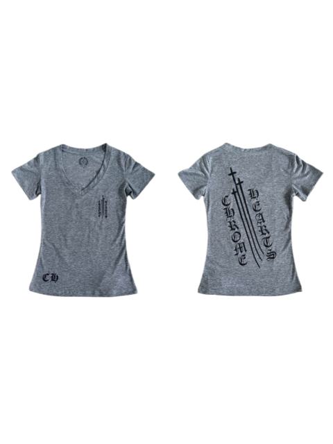 1:1 quality version Sanskrit Sword Print On Back V Neck Tee for girls 29306367