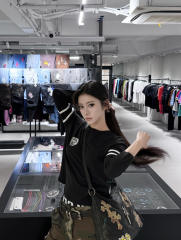 1:1 quality version Number Horseshoe Print Color Block Thin Breathable 3/4 Sleeve Long Sleeve T-Shirt  3 colors for girls 29380260