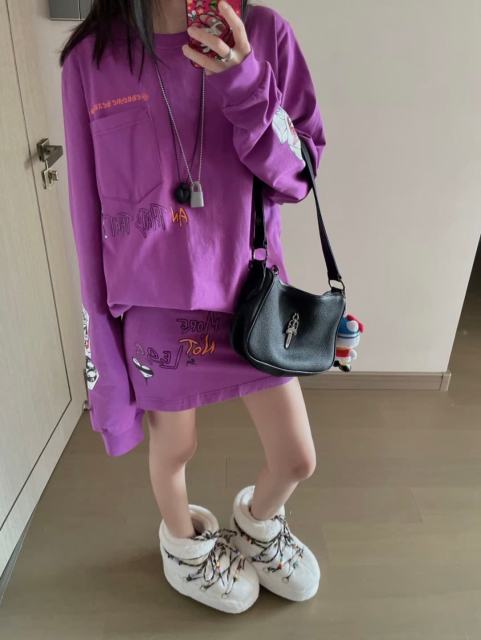 1:1 quality version American Graffiti Streetwear Multi Color Letter Print High Waist A Line Mini Skirt for girls 29392559