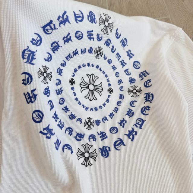 1:1 quality version Blue Horseshoe Ring Script Letter Surrounded Waffle Knit Long Sleeve Tee for girls 2 colors 29426191