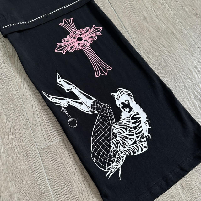 1:1 quality version Cross Cartoon Girl Slogan Print Drawstring Wide Leg Sweat Pants for girls 29456654