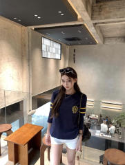 1:1 quality version Number Horseshoe Print Color Block Thin Breathable 3/4 Sleeve Long Sleeve T-Shirt  3 colors for girls 29380260