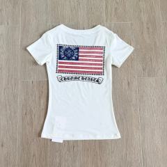 1:1 quality version Horseshoe USA Flag Neck Print Tee 2 colors for girls 29306369