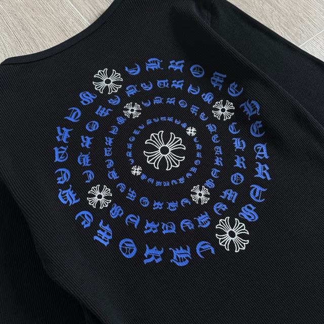 1:1 quality version Blue Horseshoe Ring Script Letter Surrounded Waffle Knit Long Sleeve Tee for girls 2 colors 29426191