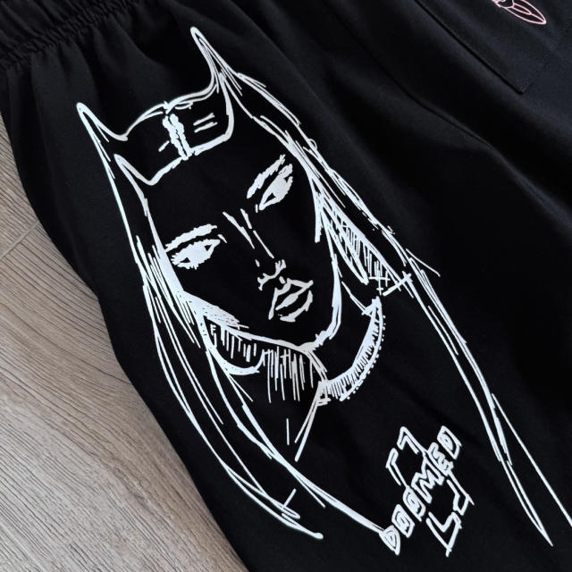 1:1 quality version Cross Cartoon Girl Slogan Print Drawstring Wide Leg Sweat Pants for girls 29456654
