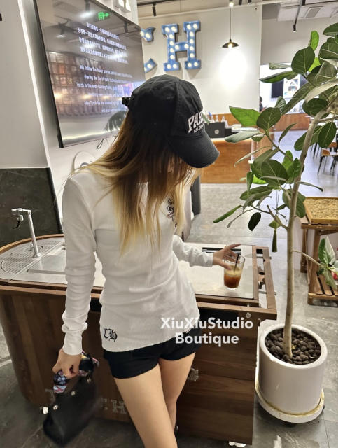 1:1 quality version Green Sword Vine Print Waffle Slim‑Fit Long Sleeve Tee for girls 29426184