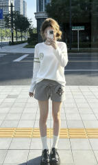 1:1 quality version Number Horseshoe Print Color Block Thin Breathable 3/4 Sleeve Long Sleeve T-Shirt  3 colors for girls 29380260
