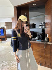 1:1 quality version Number Horseshoe Print Color Block Thin Breathable 3/4 Sleeve Long Sleeve T-Shirt  3 colors for girls 29380260