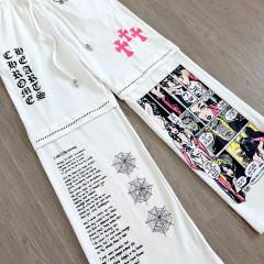 1:1 quality version Comic Figure Spider Web Cross Print Drawstring Wide Leg Sweat Pants for girls 29456663