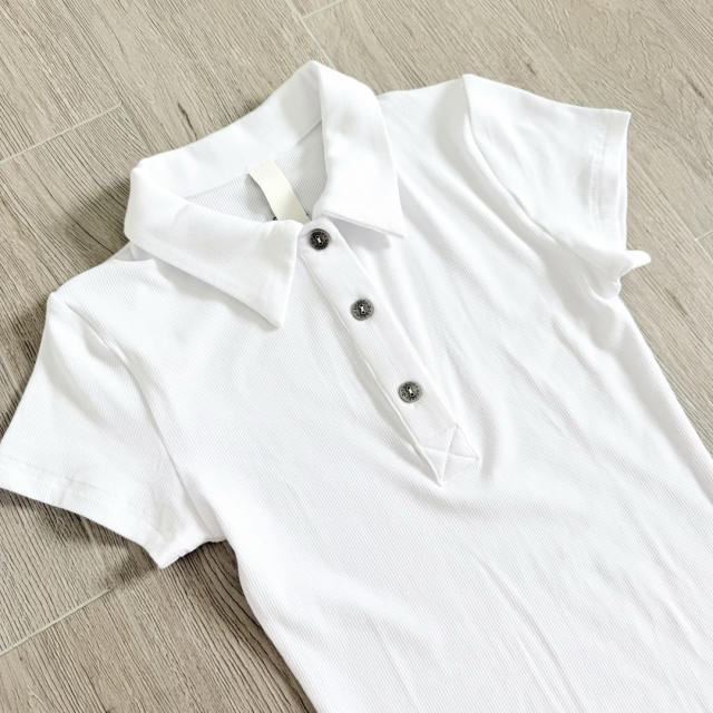 1:1 quality version Y2K Street Cross Gothic Letter Embroidery Ribbed Slim Fit Polo Dress 2 colors 29380249