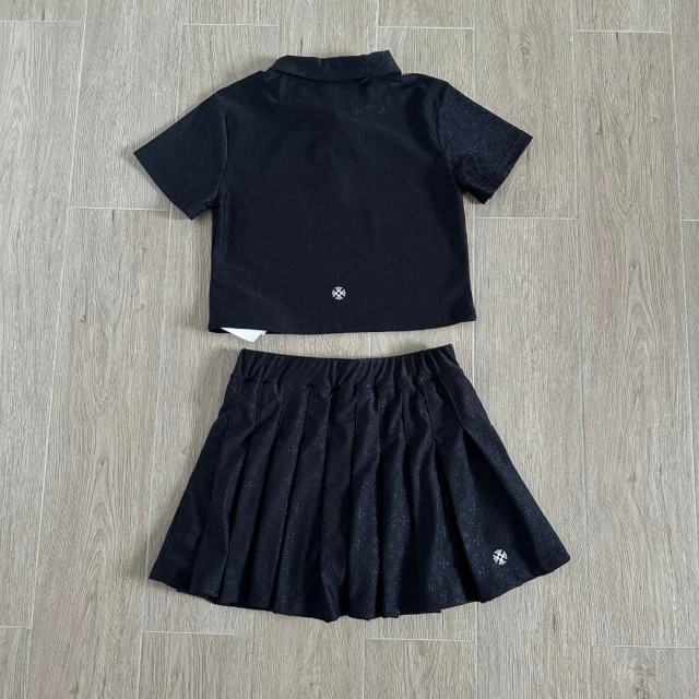 1:1 quality versionCross Jacquard All Over Print Polo T-Shirt & Pleated Skirt Set For Girls 29380185