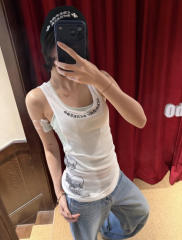 1:1 quality version Heart Vine Pattern White Limited Edition Print Vest Classic Vintage Sleeveless Top For Girls 29380178