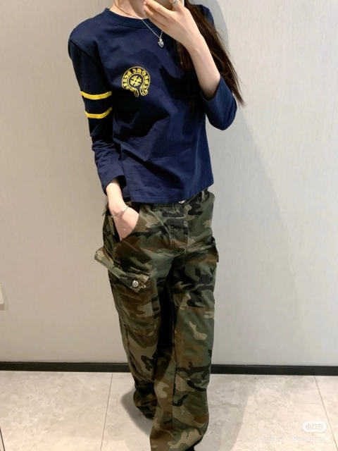 1:1 quality version Number Horseshoe Print Color Block Thin Breathable 3/4 Sleeve Long Sleeve T-Shirt  3 colors for girls 29380260
