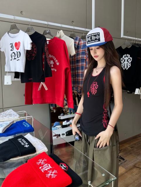 1:1 quality version Classic Vintage Red Cross Sanskrit Print Knit Tank Tops For Girls 29380174