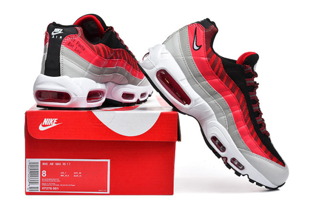 [plus-size shoes]@ir Max 95 Black Red Grey Gradient Stripe Air Cushion Retro Running Shoes 29247380