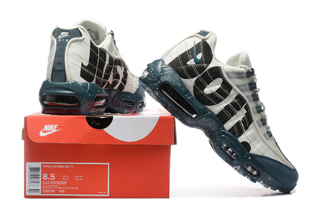 [plus-size shoes]@ir Max 95 White Teal  Just Do It  Print  Air Cushion Running Shoes 29045031