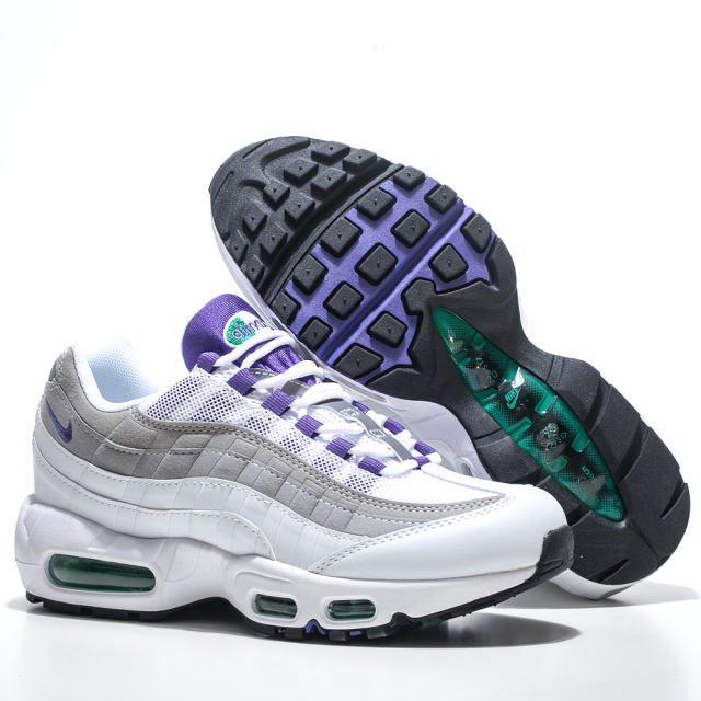 [plus-size shoes]@ir Max 95 White Purple Gradient  Air Cushion Running Shoes 29045643