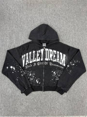 1:1 Quality Vale Forever Vale Forever Valley Dream Splash Ink Vintage Zip Up Hoodie