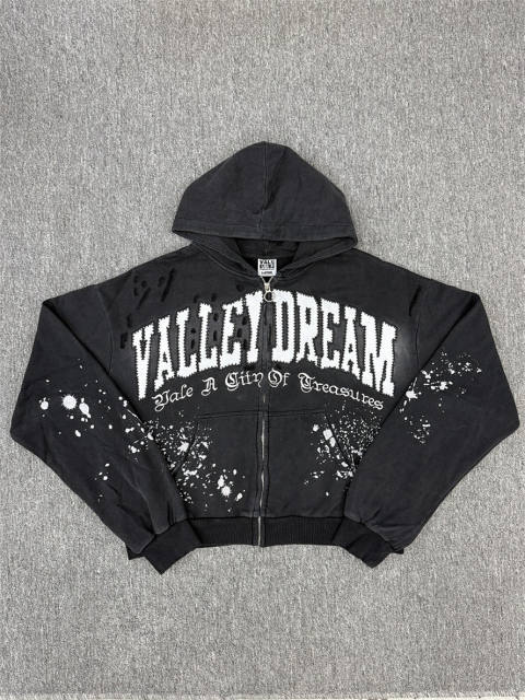 1:1 Quality Vale Forever Vale Forever Valley Dream Splash Ink Vintage Zip Up Hoodie
